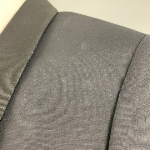 LANVIN Size 34 Navy Solid Wool Mohair Shawl Collar Tuxedo