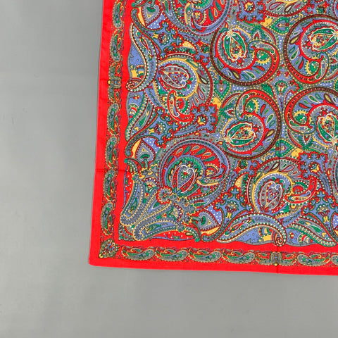 VINTAGE Mouchoir de Poche Paisley Rouge Vert