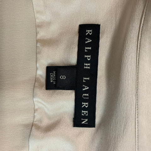 RALPH LAUREN Taille 8 Blouse à manches longues en soie et élasthanne beige