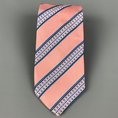 PAUL SMITH Pink Blue Stripe Silk Tie