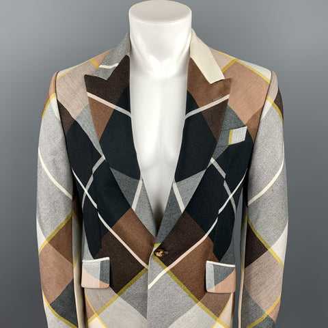 VIVIENNE WESTWOOD Size 40 Multi-Color Plaid Wool Peak Lapel Sport Coat