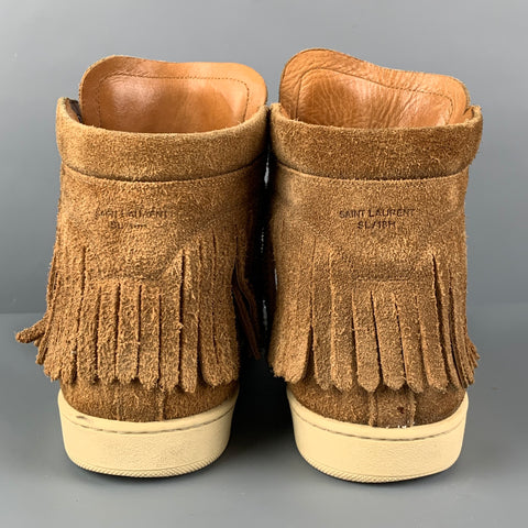 SAINT LAURENT Size 10 Tan Fringe Suede High Top SL/18H Sneakers
