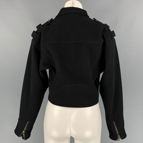 Colección RALPH LAUREN Talla 6 Chaqueta corta con cinturón de lana / cachemira negra