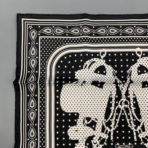 HERMES Brides de Gala Black White Silk Bandana Scarf