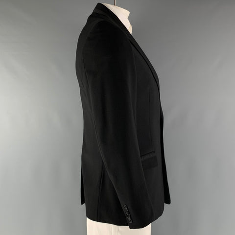 PS by PAUL SMITH Size 42 Black Charcoal Wool Elastane Sport Coat