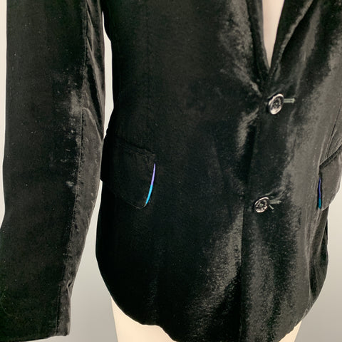 D&G by DOLCE & GABBANA Size 38 Black Velvet Peak Lapel  Sport Coat