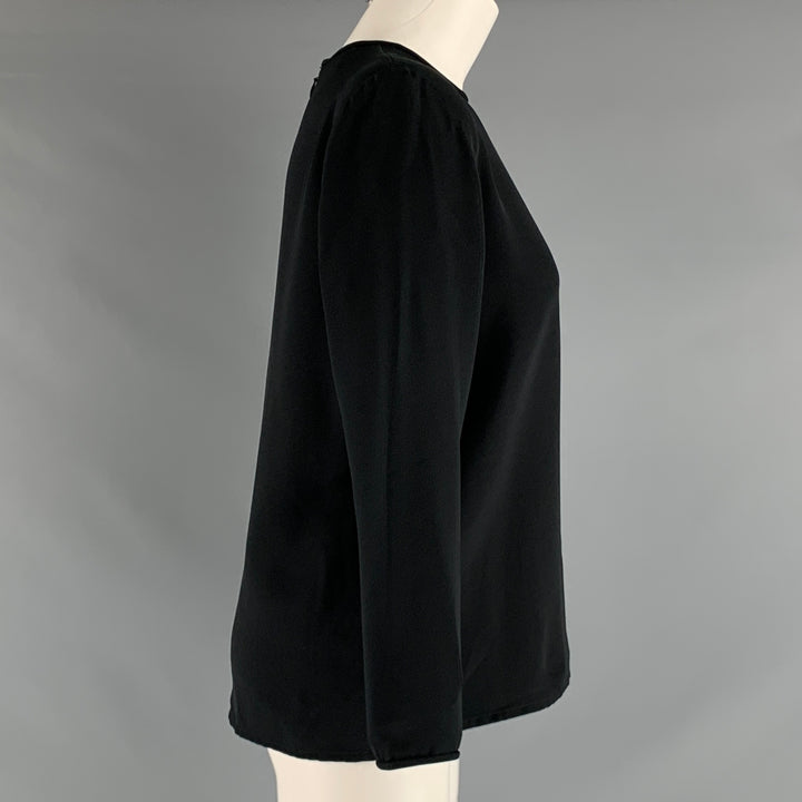 OSCAR DE LA RENTA Size 10 Black Long Sleeve Blouse