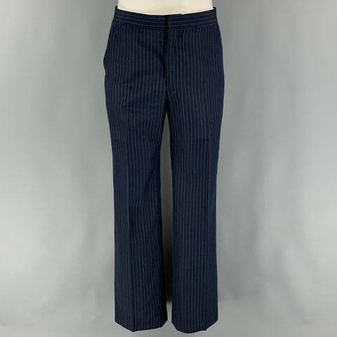 FABERGE Size 40 Navy Cream Pinstripe Single breasted 32 30 Suit