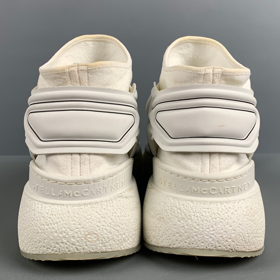 STELLA McCARTNEY Size 11 White Black Contrast Trim Rubber Wedge Sneakers
