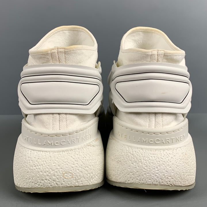 STELLA McCARTNEY Size 11 White Black Contrast Trim Rubber Wedge Sneakers
