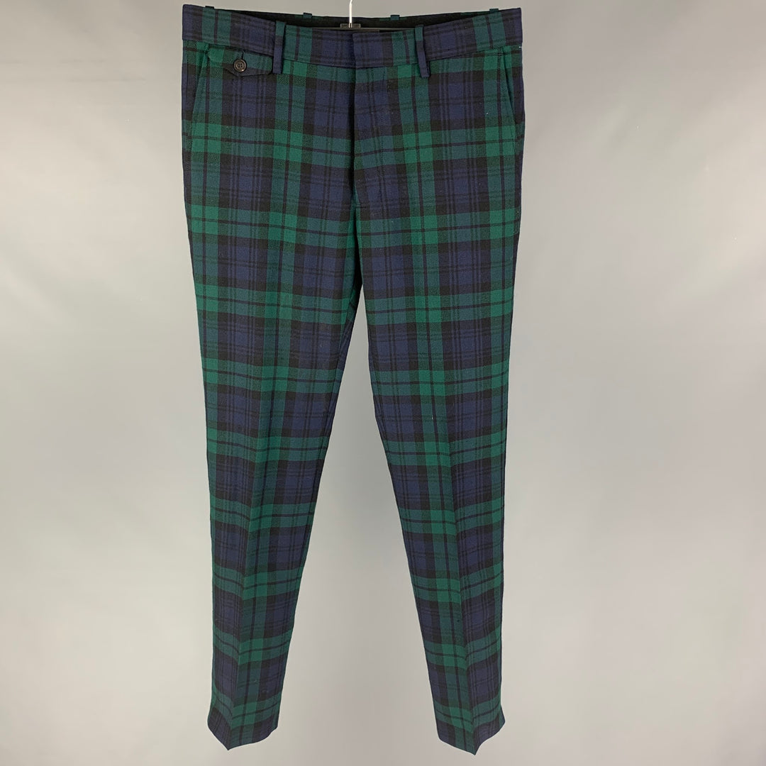 BURBERRY BLACK LABEL Size 32 Green Black Navy Blackwatch Plaid Dress P Sui Generis Designer Consignment BURBERRY BLACK LABEL Size 32 Green Black Navy Blackwatch Plaid Dress P Sui Generis Designer Consignment