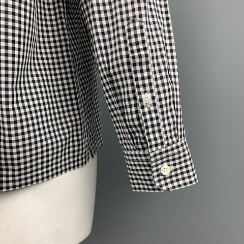PRADA Size XL Black & White Checkered Cotton Long Sleeve Shirt