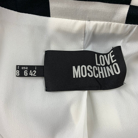 LOVE MOSCHINO Size 6 Black & White Checkered Cotton Jacket