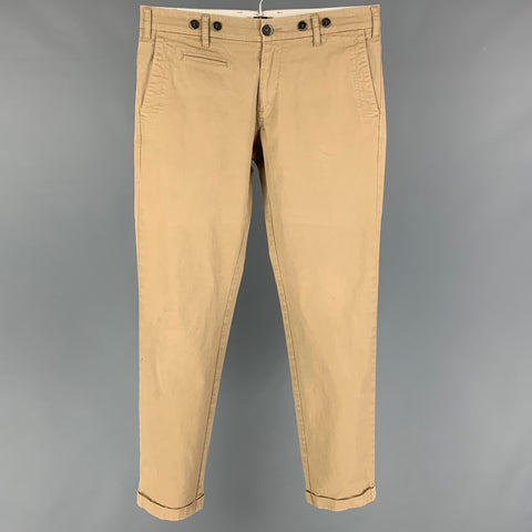 BARENA Pantalon décontracté chino en coton kaki taille 30