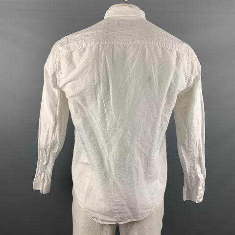 THEORY Size L White Cotton Long Sleeve Shirt