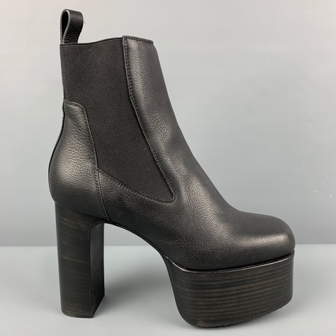 RICK OWENS Talla 7.5 Botas con plataforma de 65 mm de cuero negro