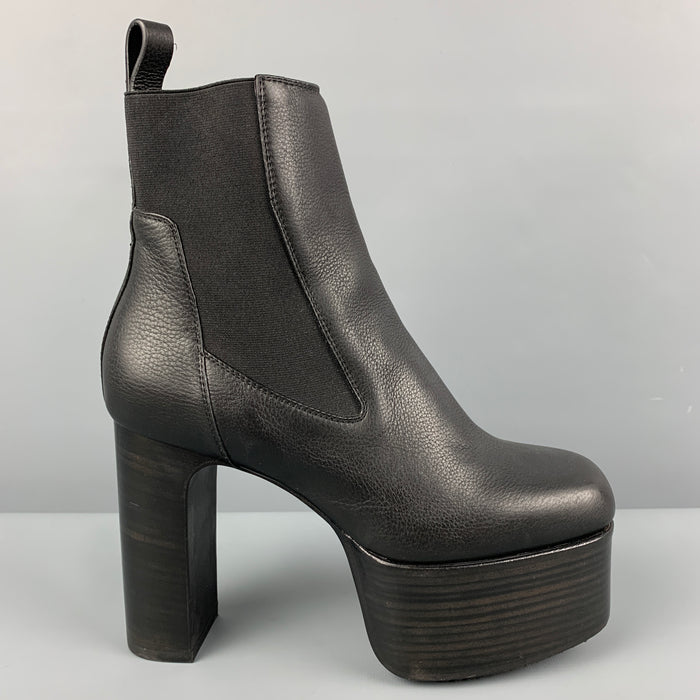 RICK OWENS Size 7.5 Black Leather 65mm Platform Boots