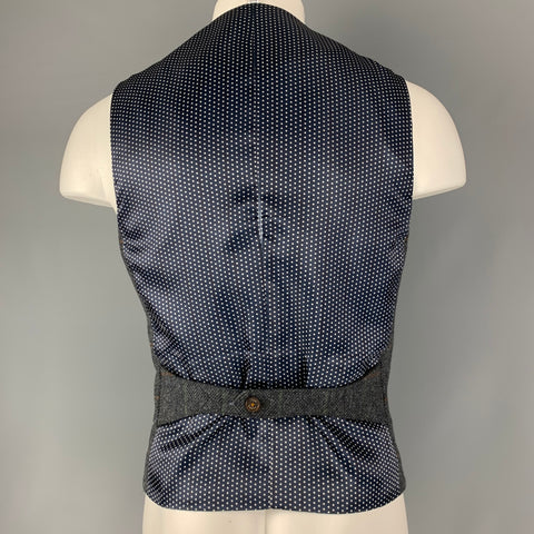TED BAKER Chaleco de lana con panel de ventana gris marrón talla L (interior)