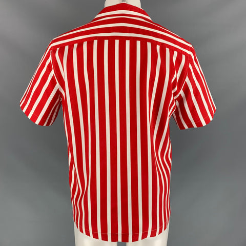 SANDRO siize XL Vertical Stripe Viscose & Polyester Button down Short Sleeve Shirt