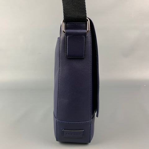 COLE HAAN Blue Leather Messenger Bag