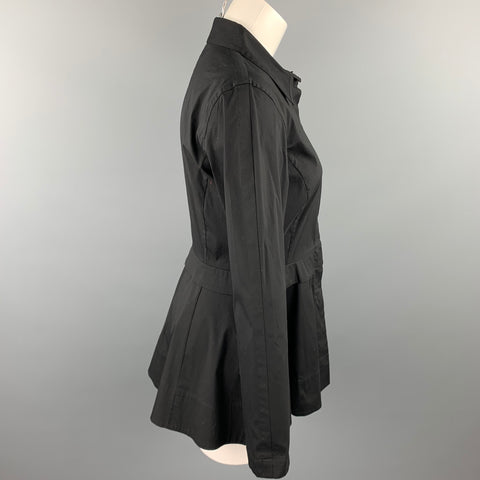 DONNA KARAN Size 8 Black Cotton Blend Long Sleeve Mini Dress