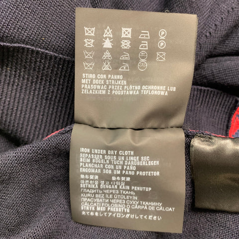 PRADA Taille S Marine Rouge Tissus Mélangés Laine Vierge Polyester Pull à Col Rond