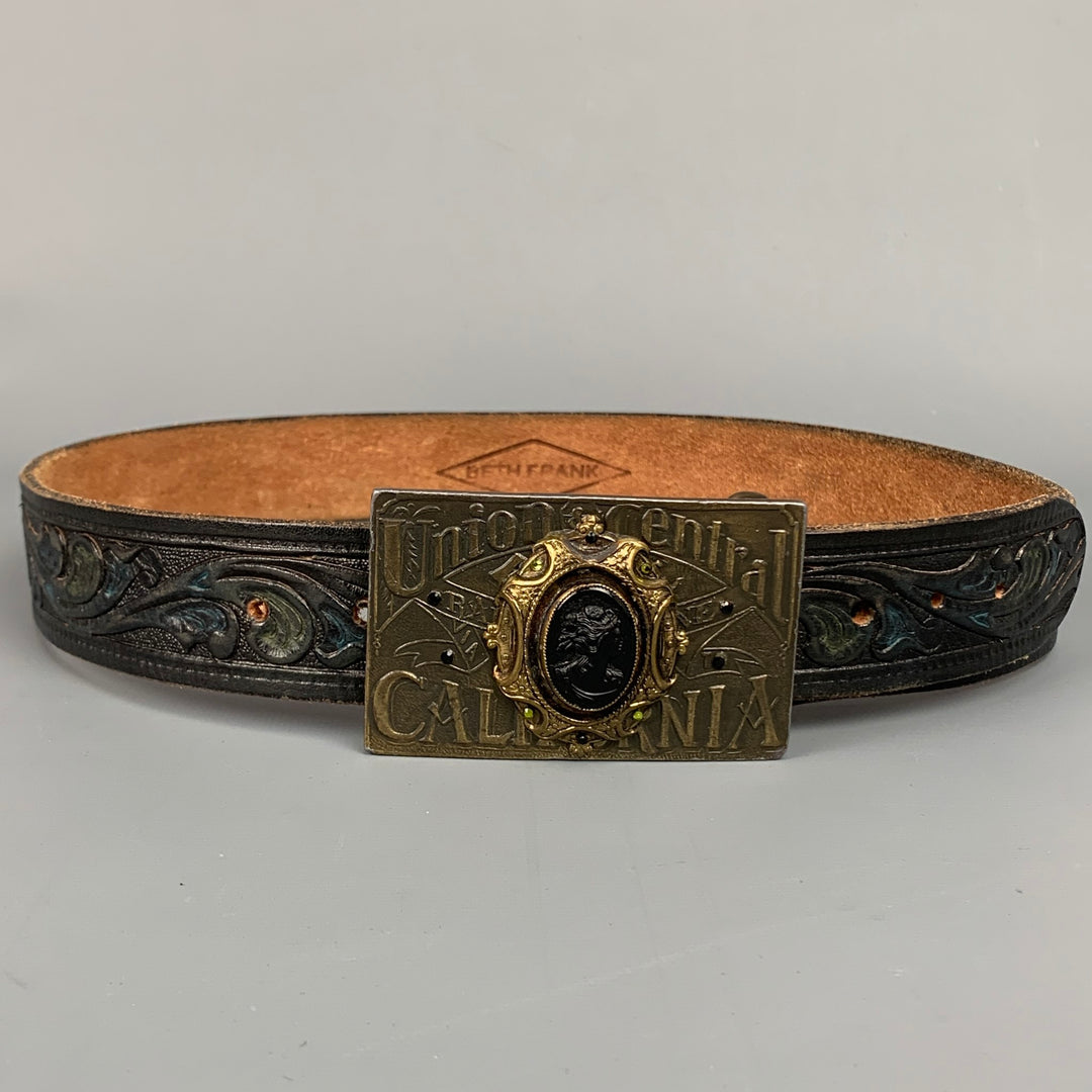 BETH FRANK Size S Brown Embossed Leather Belt