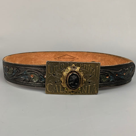 BETH FRANK Ceinture en cuir gaufré marron taille S