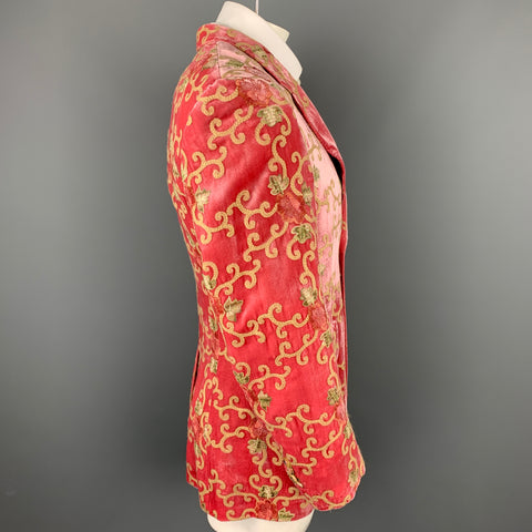 PAUL SMITH Size 42 Rose Embroidery Velvet Notch Lapel Blazer Sport Coat