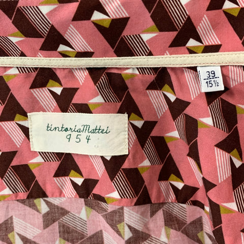 TINTORIA MATTEI Size M Pink Burgundy &  Print Cotton Button Up Long Sleeve Shirt