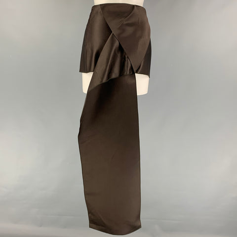 PRADA Talla 4 Minifalda de seda satinada doble marrón