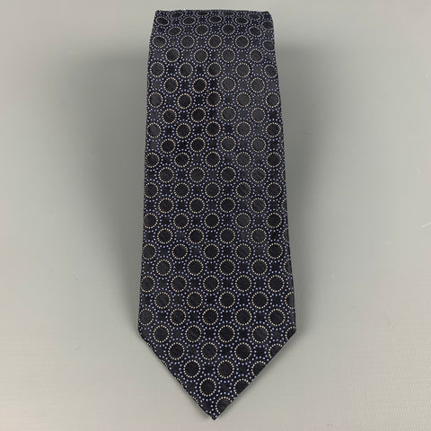 NINA RICCI Black Silver Circles Silk Blend Tie