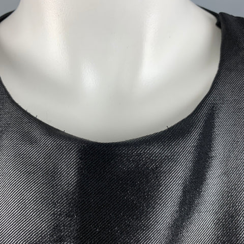 JIL SANDER Size 10 Black Wool  Nylon Shiny Sleeveless Dress