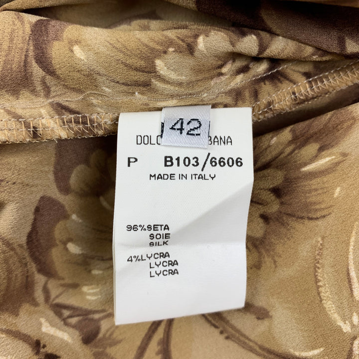 DOLCE & GABBANA Size 6 Beige Brown Silk Floral Pencil Skirt Set