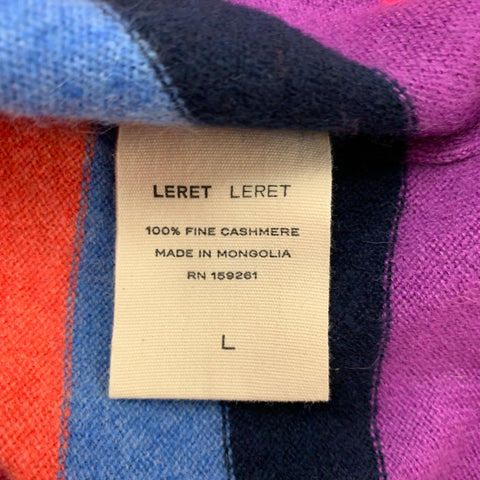 LERET LERET Size L Multi-Color Stripe Cashmere Crew-Neck Sweater
