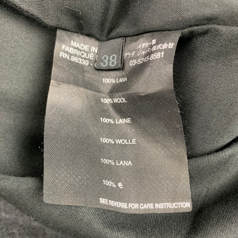 PRADA Taille 2 Pantalon habillé à jambe large en laine chinée charbon de bois