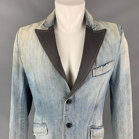 D&G by DOLCE & GABBANA Size 40 Blue Distressed Denim Jacket