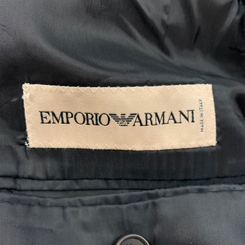 EMPORIO ARMANI Size 44 Black Wool Peak Lapel Tuxedo Suit