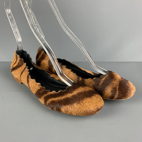 CHLOE Size 8.5 Brown Animal Print Calf hair Ballet Flats