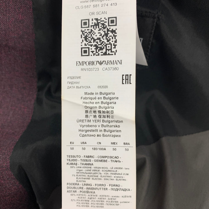 EMPORIO ARMANI Taille 40 Manteau de sport en laine chinée violet