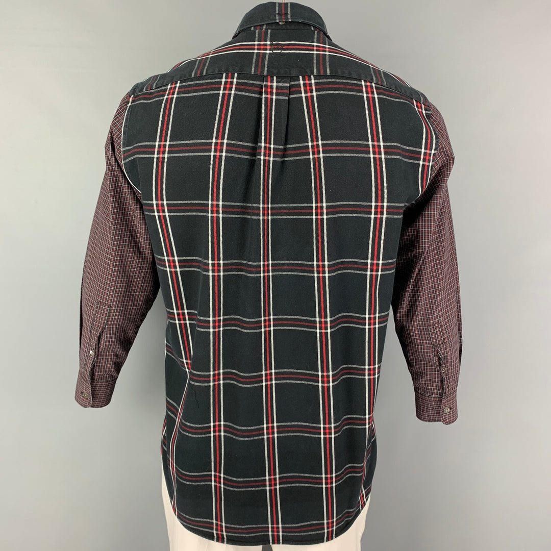 ALEXANDER MCQUEEN Size M Black Red Plaid Cotton Button Up Long Sleeve Shirt