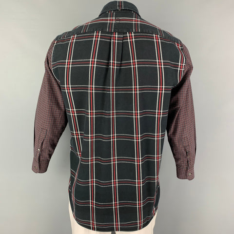 ALEXANDER MCQUEEN Size M Black Red Plaid Cotton Button Up Long Sleeve Shirt
