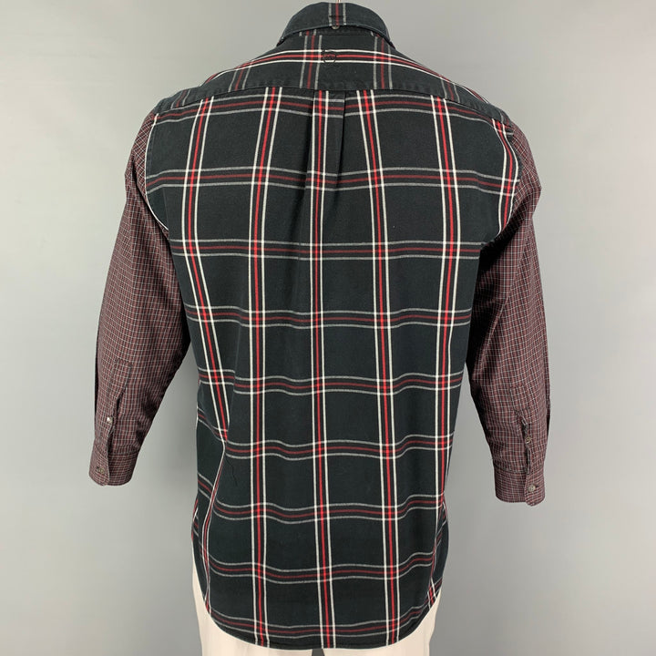ALEXANDER MCQUEEN Size M Black Red Plaid Cotton Button Up Long Sleeve Shirt