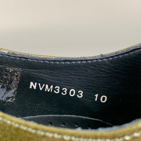 THE GENERIC MAN Size 10 Olive Patent Leather Lace Up Shoes