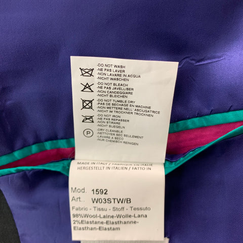 PAUL SMITH Size 44 Black Embroidery Wool Elastane Tuxedo Sport Coat