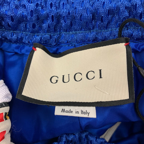 GUCCI 2018 Size S Blue White Graphic Polyester Magnetismo Shorts