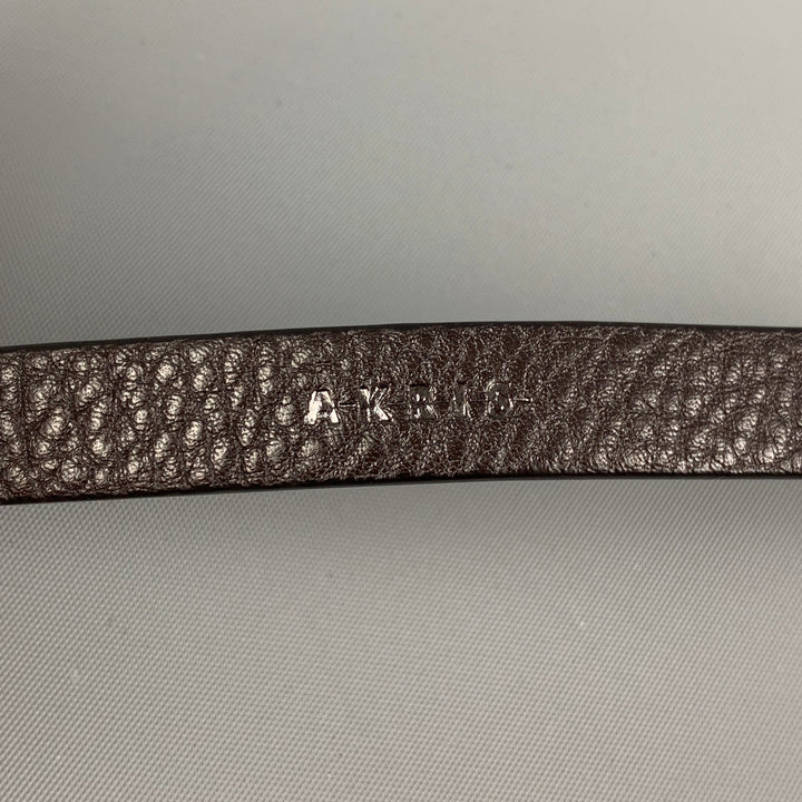 AKRIS Dark Brown Textured Leather Bracelet