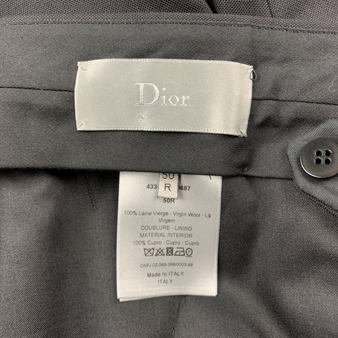 DIOR HOMME Size 34 Black Solid Wool Tuxedo Dress Pants