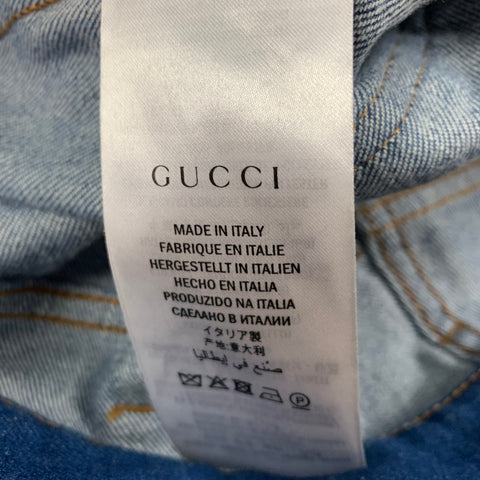 GUCCI Taille 34 Jean droit en denim brodé multicolore bleu