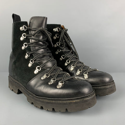 GRENSON Size 10 Black Leather Lace Up Hiking Boots